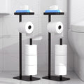 Kitsure Toilet Paper Holder Free Standing – Rustproof Metal Toilet Paper Stand for 4 Rolls with Anti-Slip Base and Shelf for Phone & Small Items, Bathroom Organizers and Storage, Medium, Black, 2Pack by Kitsure