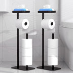 Kitsure Toilet Paper Holder Free Standing – Rustproof Metal Toilet Paper Stand for 4 Rolls with Anti-Slip Base and Shelf for Phone & Small Items, Bathroom Organizers and Storage, Medium, Black, 2Pack by Kitsure