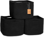 NaturalCozy Storage Cubes 9”x9”x7”Cotton Rope Woven Baskets for Organizing 3-Pack | 9 Inch Cube Storage Bin | Small Basket for Shelf Nursery, Pantry, Decorative Plant, Bathroom Closet, Toy Gift by NaturalCozy