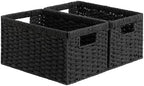 StorageWorks Wicker Storage Baskets for Organizing, Black Baskets, 2-Pack by StorageWorks