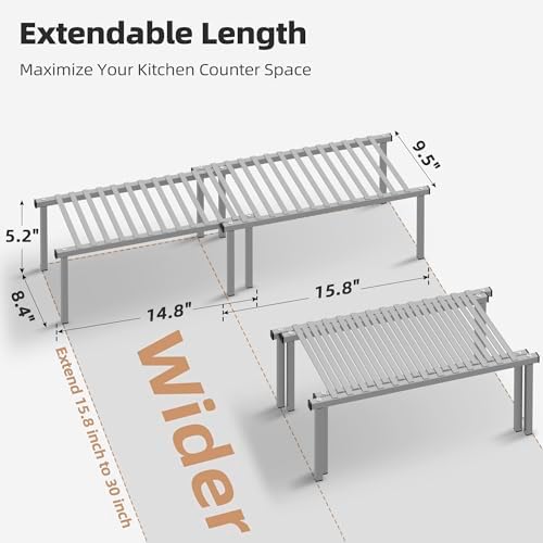 STORAGE MANIAC Expandable Cabinet Organizer Shelf, Set of 4, Gray - Image 2