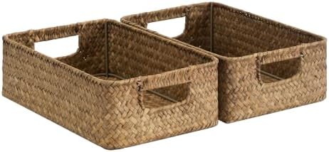 StorageWorks Wicker Baskets for Storage, Woven Baskets for Organizing, 11¼"L x 7½"W x 3½"H, Natural (Seagrass) by StorageWorks