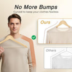 HOUSE DAY Slim Wooden Hangers 30 Pack, Solid Wood Hanger with Non Slip Shoulder Notches & Pant Bar, Smooth Finish Wood Clothes Hangers for Shirts, Suits, Jackets, Natural - Image 2