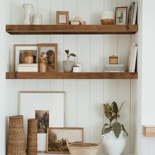 QEEIG Long Floating Shelves for Wall (Brown, Set of 2, 31.5") - Image 2