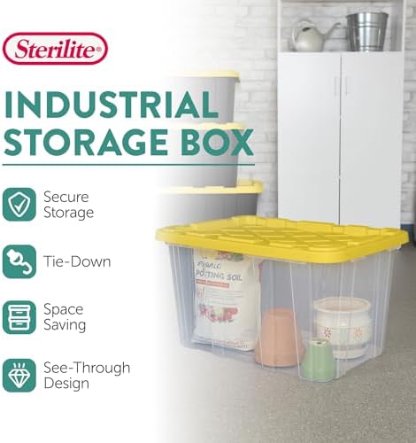 Sterilite Industrial Storage Tote with Lids for Garage, 27 Gallon, 16-Pack - Image 3