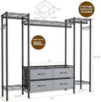 Golpart Heavy Duty Clothes Rack Metal Wardrobe with Adjustable Wire Shelves - Image 3