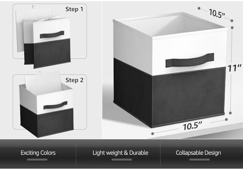 Sorbus Fabric Storage Cubes, 6-Pack Foldable Bins (Black) - Image 3