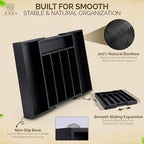 Bamboo Kitchen Utensil Drawer Organizer for Silverware | 100% Natural Expandable 14-20 Inch Kitchen Drawer Organizers for Utensils | Non-Slip Base | Screwed Joints for Long-Lasting Durability - Image 2