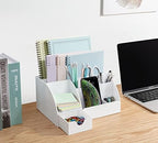 White Desktop Organizer - 9 Compartment Office Desk Accessories Organizer - Pen Holder - Image 4