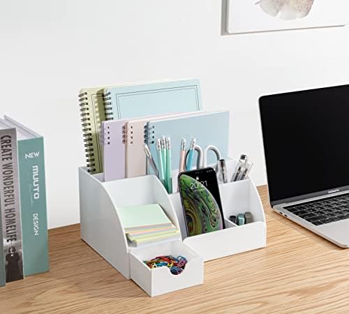 White Desktop Organizer - 9 Compartment Office Desk Accessories Organizer - Pen Holder - Image 4
