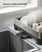 SONGMICS Dish Drying Rack, Stainless Steel, Extendable Spout - Image 5