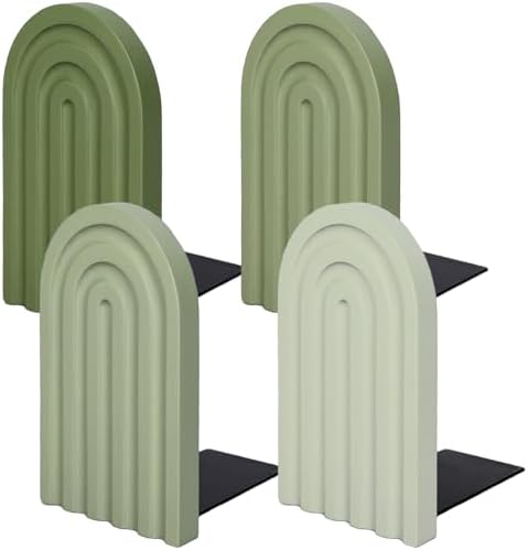 Whaline 4 Pcs Boho Wooden Arch Bookends, Sage Green Rainbow, 4 Colors by Whaline