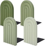 Whaline 4 Pcs Boho Wooden Arch Bookends, Sage Green Rainbow, 4 Colors by Whaline