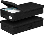 punemi 6 in Tall Under Bed Storage Containers with Lid, 2Pack, Black by Punemi