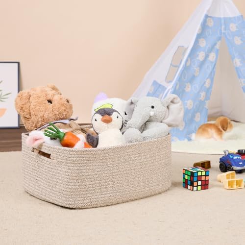 MiniArk Large Storage Baskets for Shelves, 17 x 13 x 7.5” Closet Organizers Bins for Clothes Blanket Towels, Baby Nursery, Toy Baskets Box, Woven Rope Baskets, 3 Packs Mixed Brown - Image 5