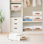 DIMJ Closet Organizers and Storage - Fabric Bins with Drawers for Closet Foldable Clothes Organizers with Clear Window, Stackable Storage Drawers Units for Bedroom, Living Room, 6-Pack, White - Image 4