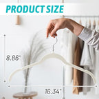 Sishynio Velvet Hangers 100 Pack, Non-Slip Slim Felt Clothes Hangers Beige - Image 6