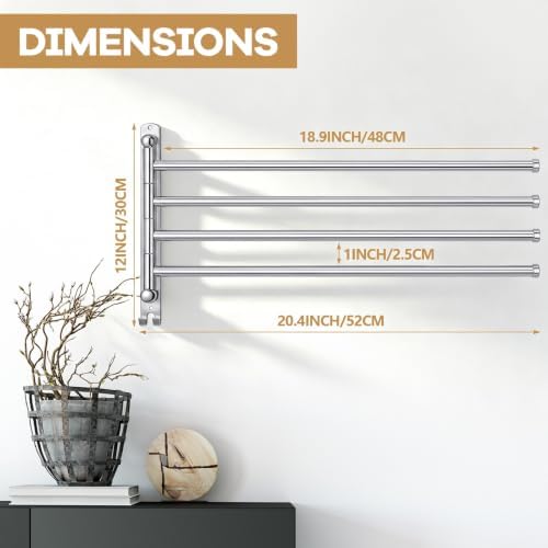 Teenyyou 20.4" Swivel Towel Rack 4 Arms 304 Stainless Steel Sliver - Image 2