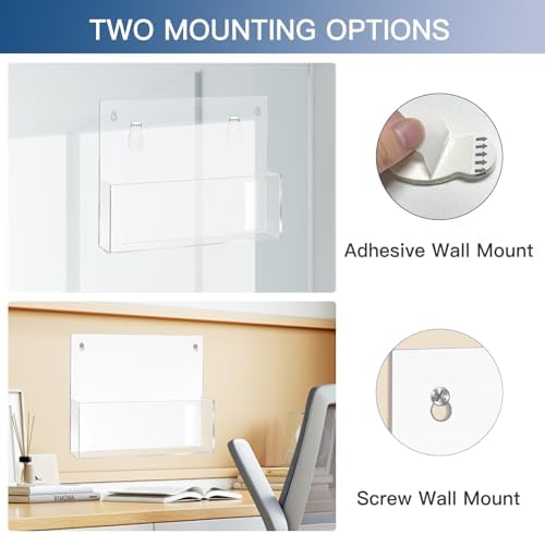 JUESHA 2 Pack Clear Acrylic File Holder Wall Mount Self Adhesive - Image 4