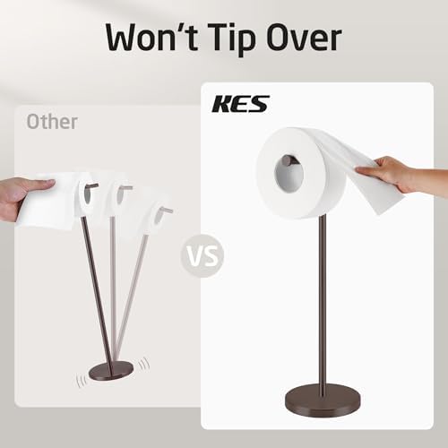 KES Bronze Toilet Paper Holder Stand, 26" H Free Standing, Heavy Base - Image 3
