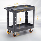 ELAFROS 2-Tier Heavy Duty Utility Rolling Cart, 34 x 17 in, 5" Wheels, Gray - Image 2