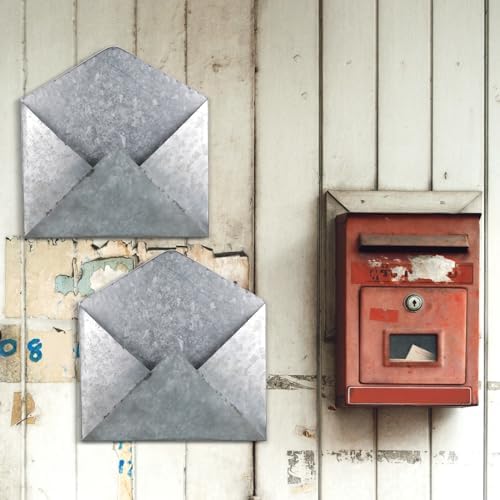 Yaocom 2 Pcs Galvanized Metal Envelope, Wall Mail Organizer Holder - Image 6