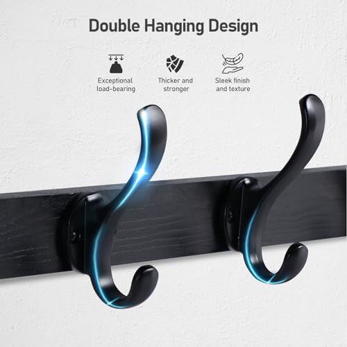 Tatub 29'' Coat Rack Wall Mount with Shelf, Wood Wall Hooks with Storage, Entryway Shelf with 5 Coat Hangers for Bathroom, Living Room, Bedroom, Black - Image 6