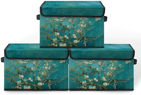 Stackable Storage Bins with Lids,Closet Organizers Fabric Box for Home and Office,Blanket Clothes Organizers,Under Bed Storage Containers 3 Pack by BestSellers