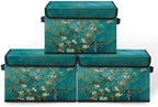 Stackable Storage Bins with Lids,Closet Organizers Fabric Box for Home and Office,Blanket Clothes Organizers,Under Bed Storage Containers 3 Pack by BestSellers