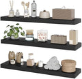 RALGEND Floating Shelves for Wall, 1.5" Thick Wall Shelf Set of 3 with Invisible Brackets, L31.5 x W7.9 Hanging Book Shelves Farmhouse Home Decor for Bathroom, Living Room, Bedroom, Black 8301BJP3BK by RALGEND