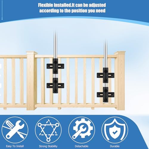 SLIIMU Umbrella Stand for Deck Railing, Patio Fence Umbrella Holder Clamp - Image 4
