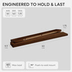 Homeforia 60 Inch Floating Shelves, High-End Solid Pine Wood, Set of 2 - Image 2