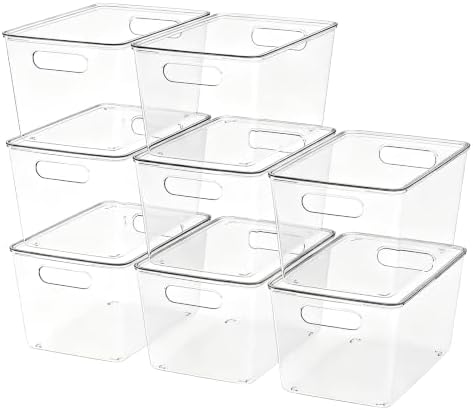 JOYZAN Stackable Plastic Storage Bins with Lids Clear Organizer Bins by MakeYourHomeOrganizedTidy
