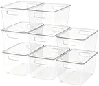 JOYZAN Stackable Plastic Storage Bins with Lids Clear Organizer Bins by MakeYourHomeOrganizedTidy