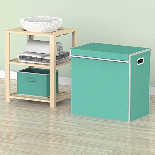 Simple Houseware Double Laundry Hamper with Lid & Removable Bags, Turquoise - Image 6