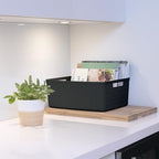 Curver Set of 6 Medium 12L Jute Decorative Plastic Organization and Storage Baskets - Perfect Bins for Home Office, Closet Shelves, Kitchen Pantry and All Bedroom Essentials, Black - Image 6