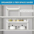 11" Deep Expandable Cabinet Shelf Organizer Riser, 2-Pack White - Image 7