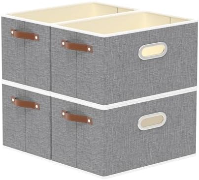 Yawinhe Fabric Storage Baskets,13.0x9.1x7.9in,Grey,4-Pack by Yawinhe