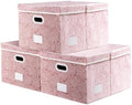 PRANDOM Jumbo Collapsible Storage Boxes with Lids Fabric Decorative Storage Bins Cubes Organizer Baskets with Cover Handles Divider for Bedroom Closet Living Room 23.2x15.7x11.8 Inch 3 Pack by Prandom