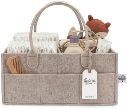Parker Baby Co. Felt Diaper Caddy Organizer - Large, Oatmeal by ParkerBabyCo