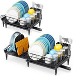 TOOLF Expandable Dish Drying Rack for Kitchen Counter, 16.7-26.8in, Black by TOOLF