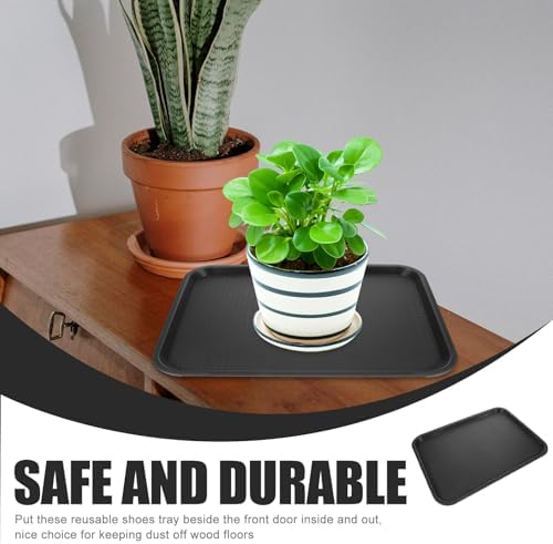 Yardwe Black Plastic Boot Tray - Multi-Purpose Waterproof Shoe Mat for Indoor and Outdoor Use, for Entryways, Mudrooms, and Pet Bowls - Image 6