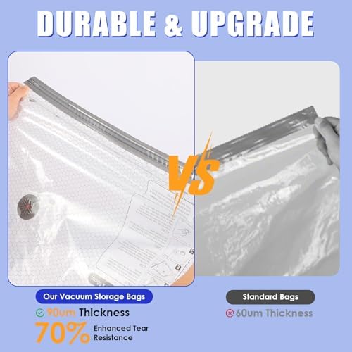 18 Pack Vacuum Storage Bags for Travel with Rechargeable Cordless Pump, Vacuum Seal Bags for clothing with Hand Pump, Portable Space Saver Bags for Clothes, Compression Packing for Luggage,Bedding - Image 6
