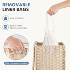 DUMOS Laundry Basket with Lid, 90L Wicker Laundry Hampers, Summer Sand - Image 4