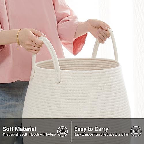 Extra Large Laundry Hamper Basket 105L Woven Blanket Basket, Beige - Image 5