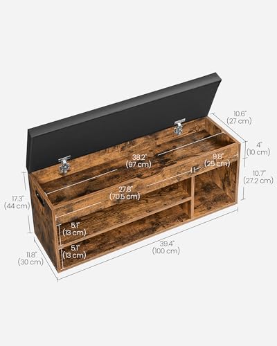 VASAGLE Storage Bench with Cushion, Shoe Bench, 11.8 x 39.4 x 17.3 Inches - Image 3