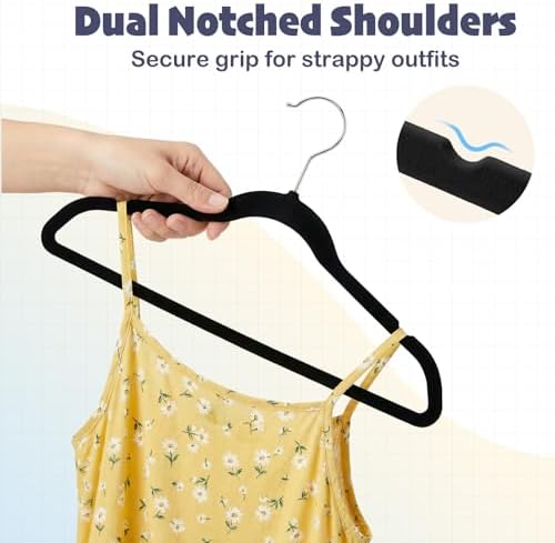 HOUSE DAY Black Kids Velvet Hangers 100 Pack, Durable Big Kid Hangers - Image 7