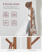 VASAGLE Coat Rack Freestanding, 8 Hooks, Storage Shelf, 67.2 Inch Tall - Image 4