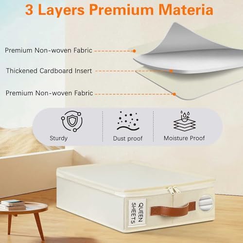 GhvyenntteS 12 Pack Sheet Organizers and Storage, Foldable Bed Sheet Organizers and Storage with Zipper, Handle, Window and Label (Queen & King Size) - Image 5