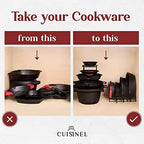 Cuisinel Silicone-Coated Pan Organizer, 12" Cast Iron Skillet Rack, 2 Pack - Image 2